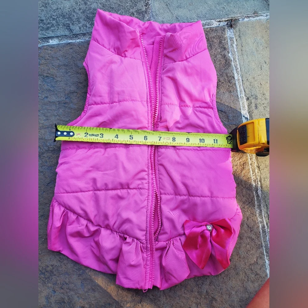 Dog's Pink Puffer Vest with Bow Detail Size L